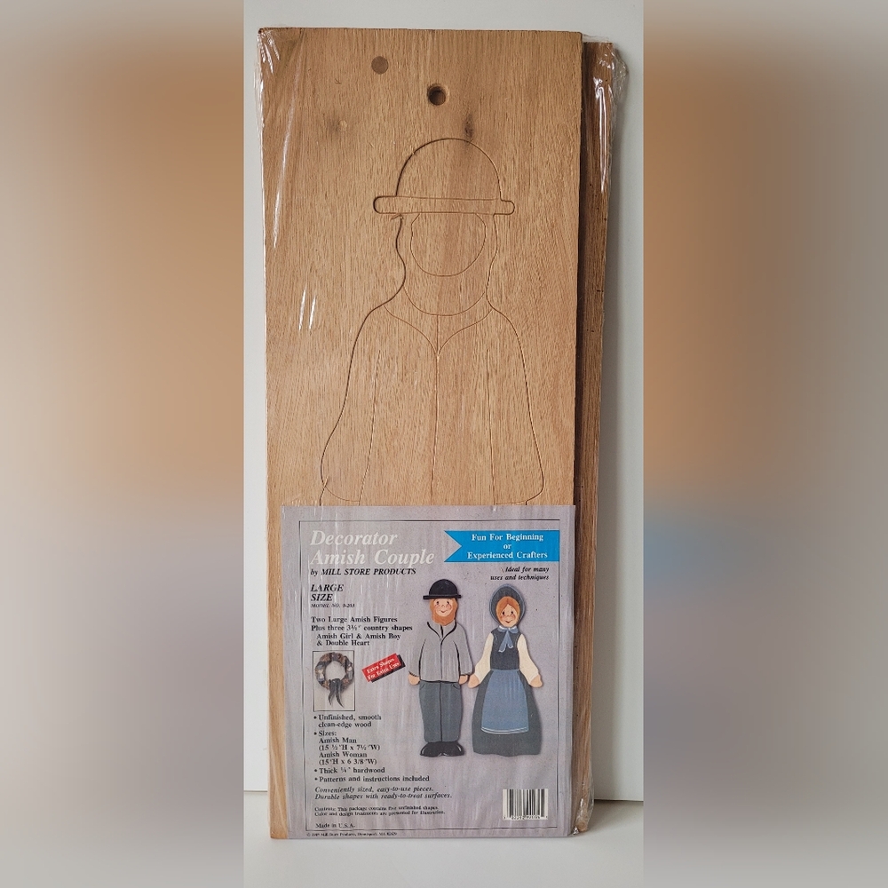 Vintage Amish Boy and Girl Unfinished Wood To Paint